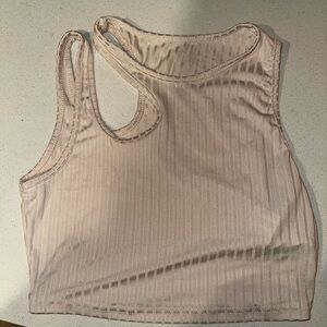 Beige Ribbed Tank Top